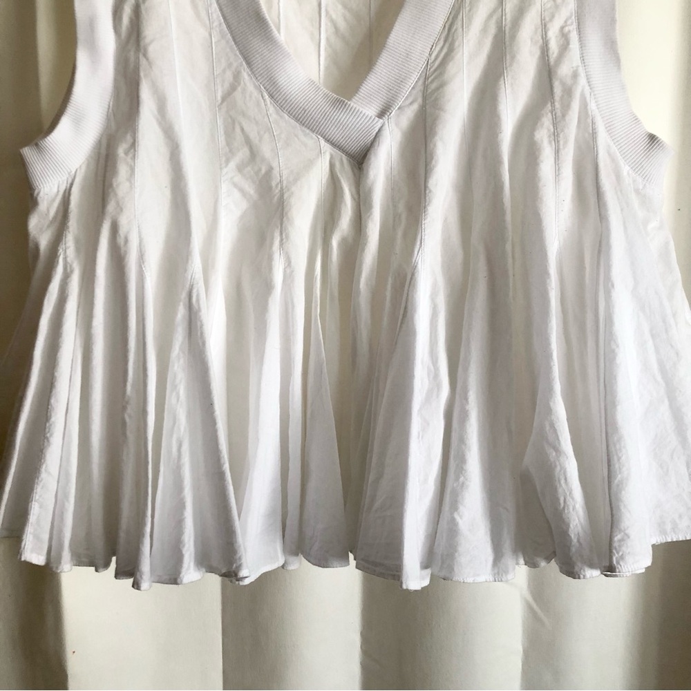 Anthropologie Ashish N Soni White Baby Doll Swing Top Poplin v neck cropped  1X - Picture 5 of 11